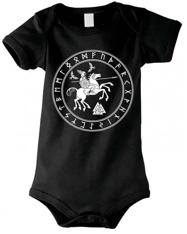 Baby Kurzarm Body (Odin und Sleipnir)
