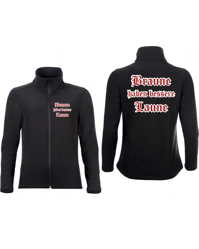 Bestickte Damen Softshell Jacke "2 Lagen" (Braune haben bessere laune) Bild 3