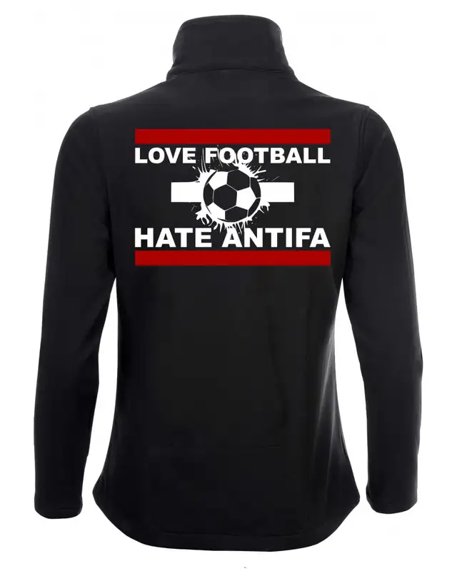 Bestickte Damen Softshell Jacke "2 Lagen" (Love Football hate Antifa) Bild 2