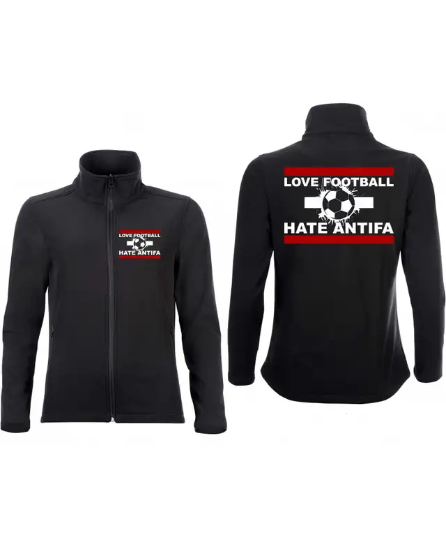 Bestickte Damen Softshell Jacke "2 Lagen" (Love Football hate Antifa) Bild 3