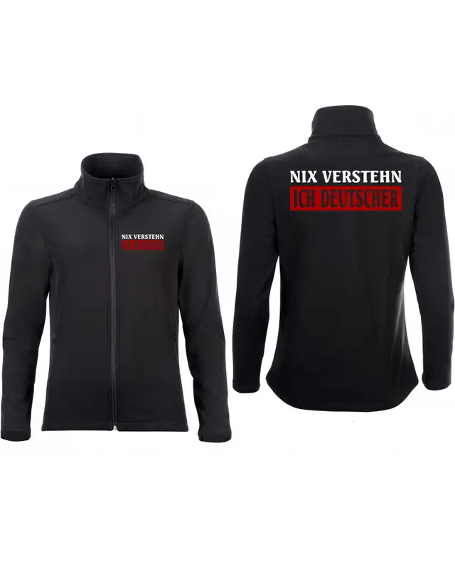 Bestickte Damen Softshell Jacke "2 Lagen" (Nix verstehen, ich deutscher) Bild 3