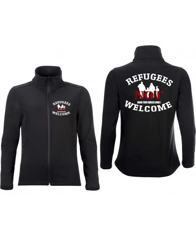 Bestickte Damen Softshell Jacke "2 Lagen" (Refugees not welcome) Bild 3