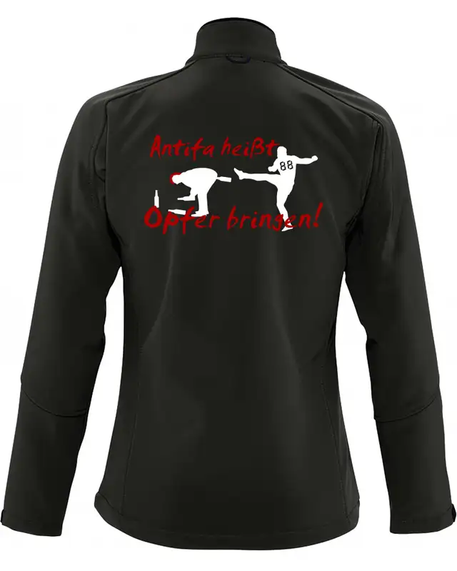 Bestickte Damen Softshell Jacke "3 Lagen" (Antifa heißt Opfer bringen) Bild 2