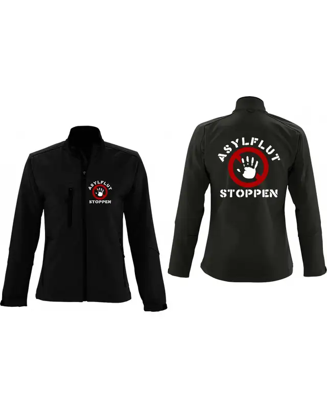 Bestickte Damen Softshell Jacke "3 Lagen" (Asylflut stoppen) Bild 3