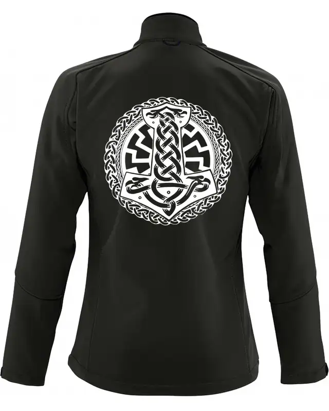 Bestickte Damen Softshell Jacke "3 Lagen" (Schwarze Sonne, Thorhammer) Bild 2