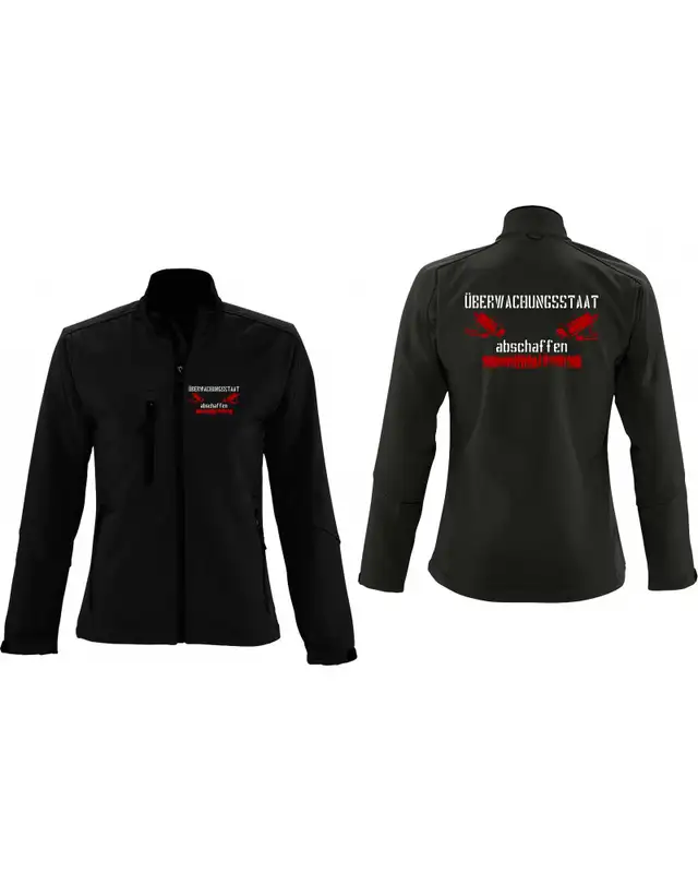 Bestickte Damen Softshell Jacke "3 Lagen" (Überwachungsstaat abschaffen) Bild 3