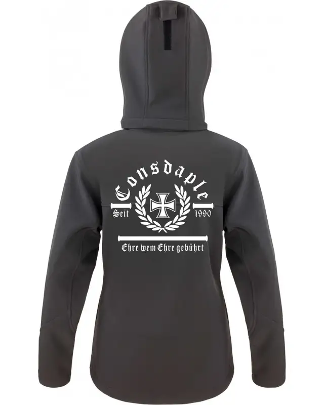 Bestickte Damen Softshell Kapuzenjacke (Consdaple, Ehre wem Ehre gebührt) Bild 2