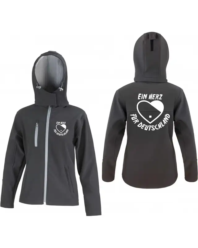 Bestickte Damen Softshell Kapuzenjacke (Ein Herz für Deutschland) Bild 3