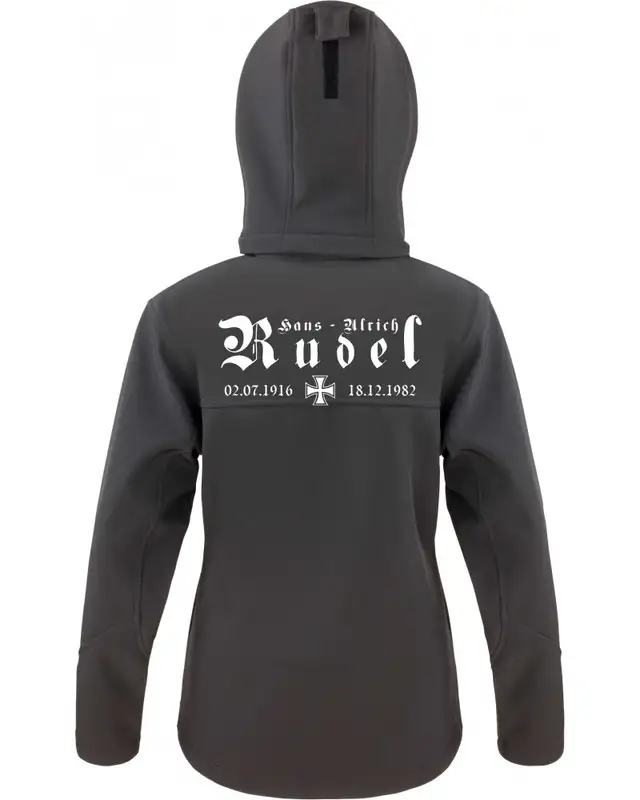 Bestickte Damen Softshell Kapuzenjacke (Hans - Ulrich Rudel, Kreuz) Bild 2