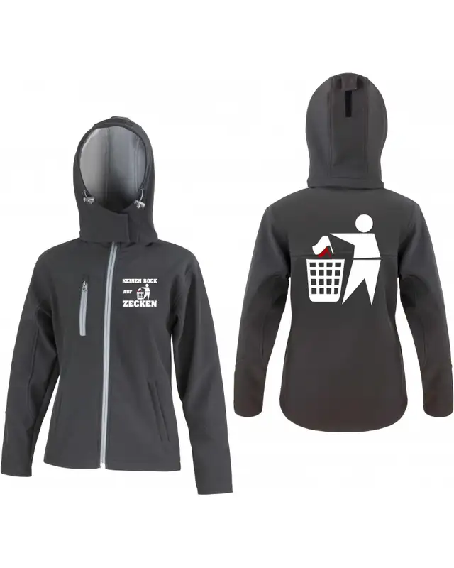 Bestickte Damen Softshell Kapuzenjacke (Keinen Bock auf Zecken) Bild 3