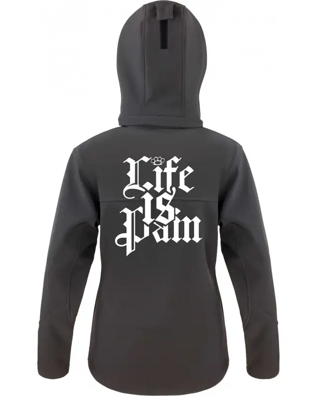Bestickte Damen Softshell Kapuzenjacke (Life is Pain) Bild 2