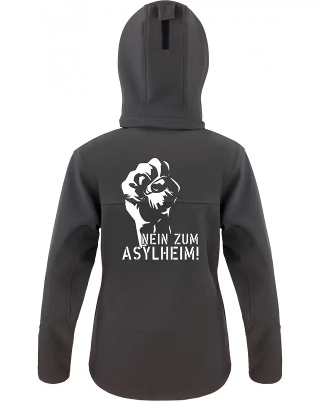 Bestickte Damen Softshell Kapuzenjacke (Nein zum Asylheim) Bild 2