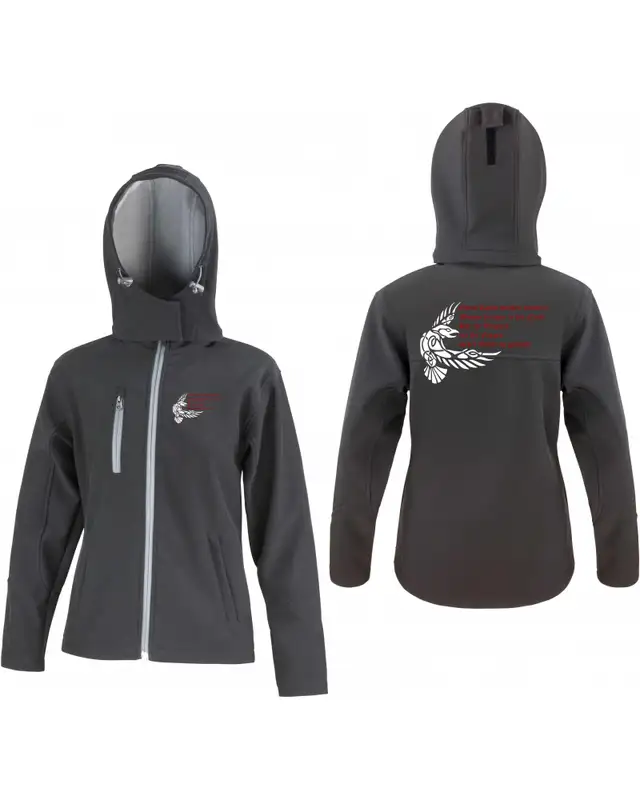 Bestickte Damen Softshell Kapuzenjacke (Odins Raben werden kommen) Bild 3