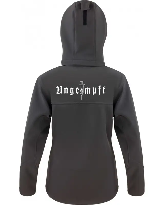Bestickte Damen Softshell Kapuzenjacke (Ungeimpft, Einfarbig) Bild 2