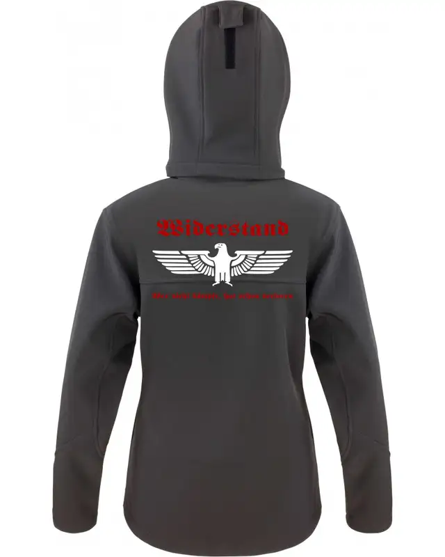 Bestickte Damen Softshell Kapuzenjacke (Widerstand, wer nicht kämpft hat verloren) Bild 2