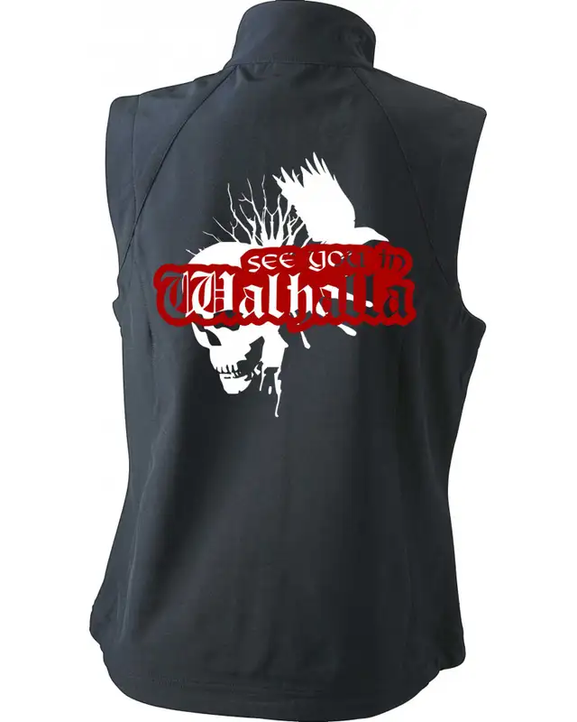 Bestickte Damen Weste (See you in Walhalla, Totenkopf) Bild 2