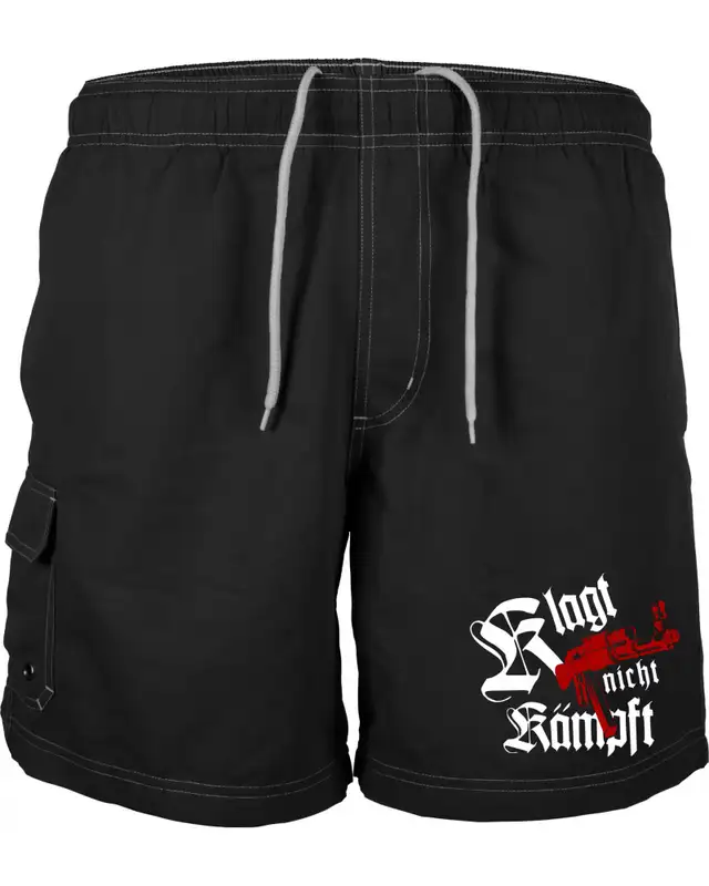 Bestickte Herren Badehose (Klagt nicht kämpft, Ak47)