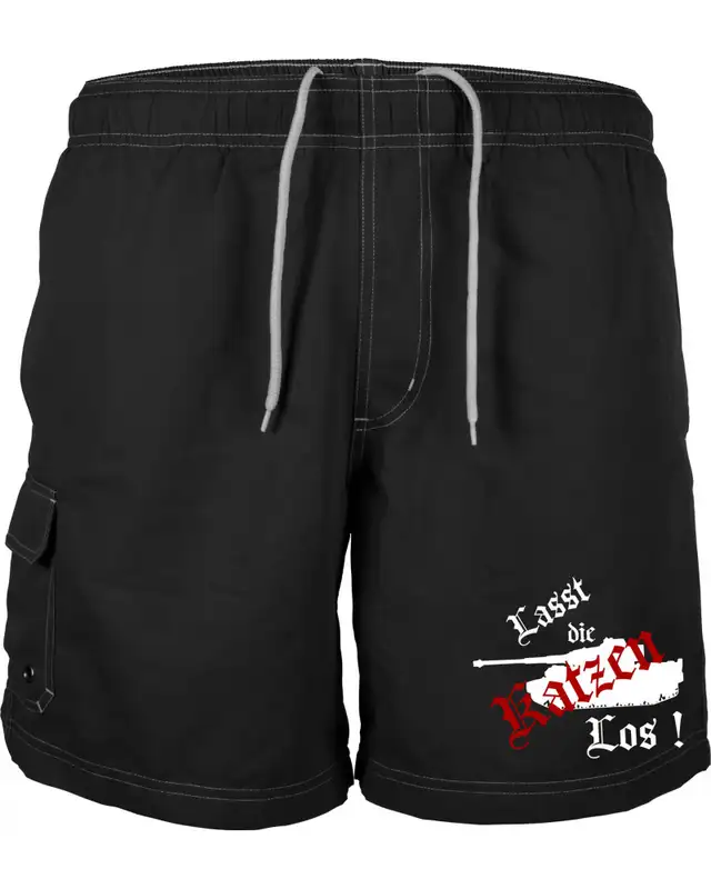 Bestickte Herren Badehose (Lasst die Katzen los)