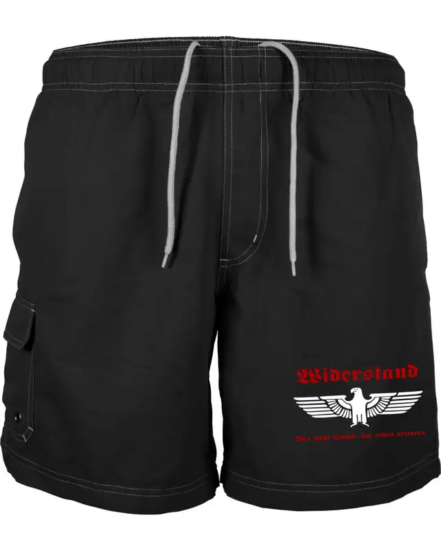 Bestickte Herren Badehose (Widerstand, wer nicht kämpft hat verloren)