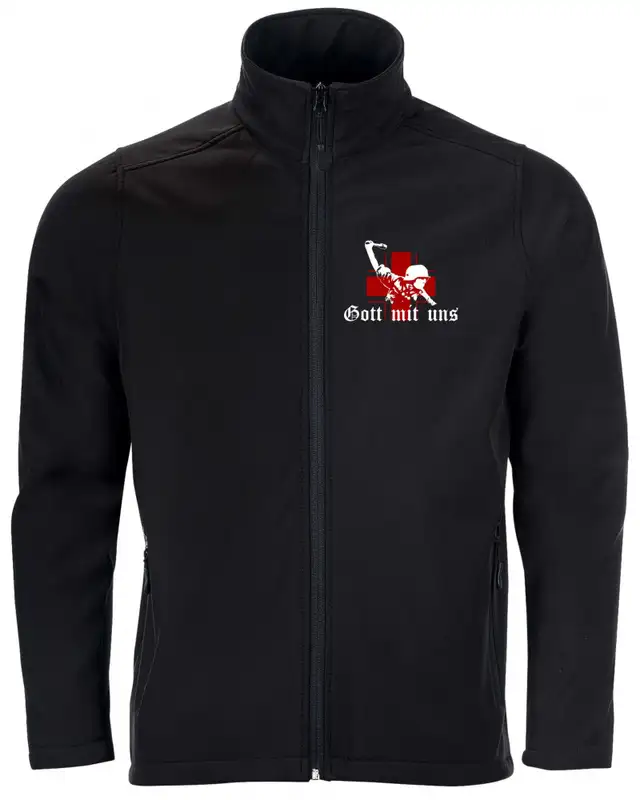 Bestickte Herren Softshell Jacke "2 Lagen" (Gott mit uns, Soldat)