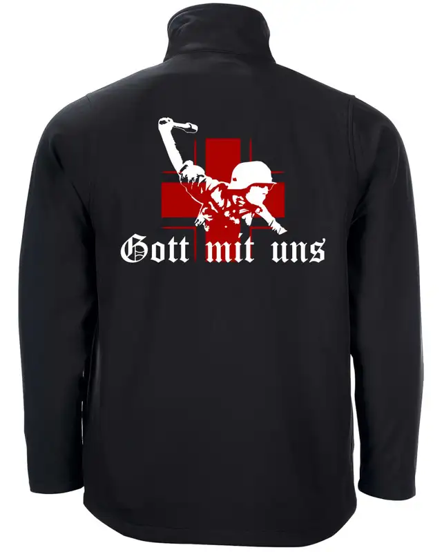 Bestickte Herren Softshell Jacke "2 Lagen" (Gott mit uns, Soldat) Bild 2