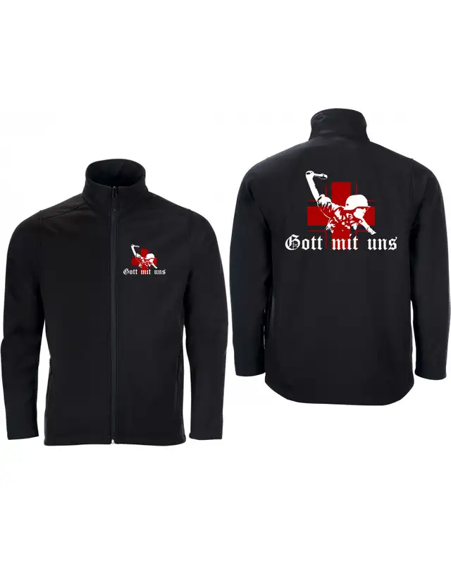 Bestickte Herren Softshell Jacke "2 Lagen" (Gott mit uns, Soldat) Bild 3