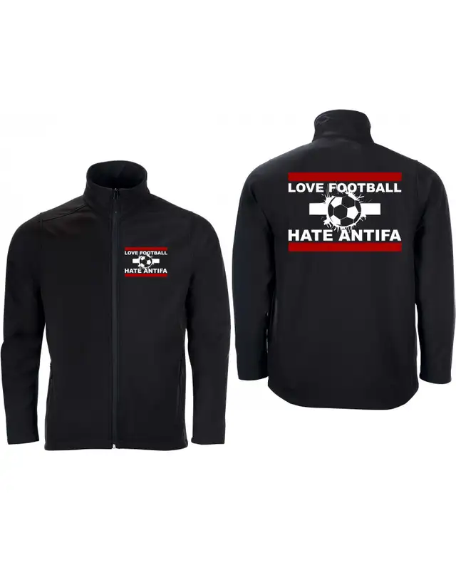 Bestickte Herren Softshell Jacke "2 Lagen" (Love Football hate Antifa) Bild 3