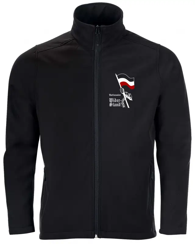 Bestickte Herren Softshell Jacke "2 Lagen" (Nationaler Widerstand, Fahne)
