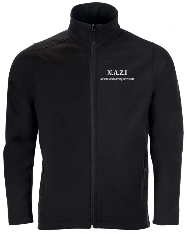 Bestickte Herren Softshell Jacke "2 Lagen" (Nazi nicht an Zuwanderung interessiert)