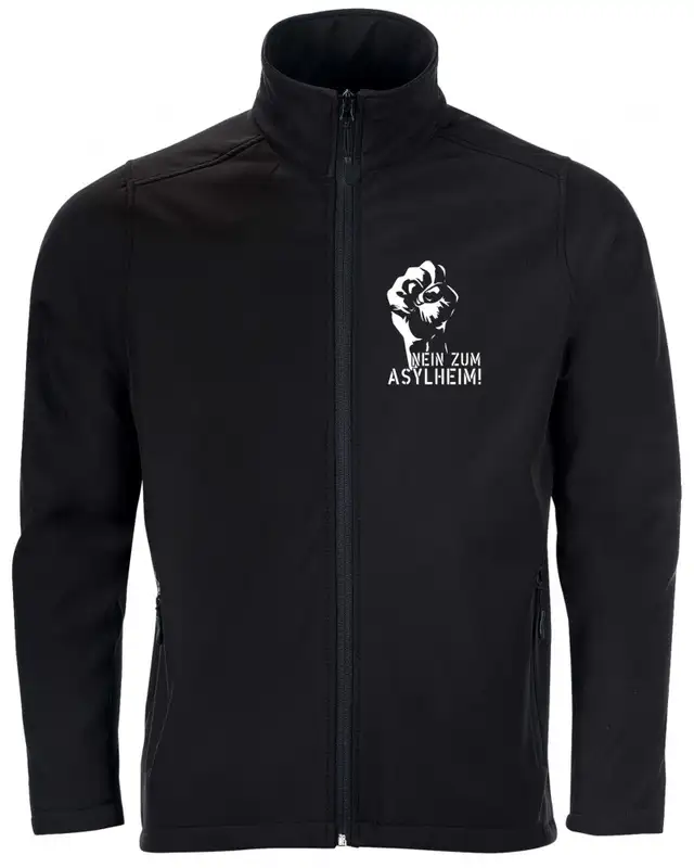 Bestickte Herren Softshell Jacke "2 Lagen" (Nein zum Asylheim)
