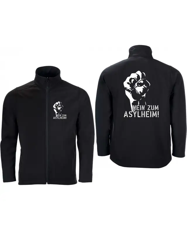 Bestickte Herren Softshell Jacke "2 Lagen" (Nein zum Asylheim) Bild 3