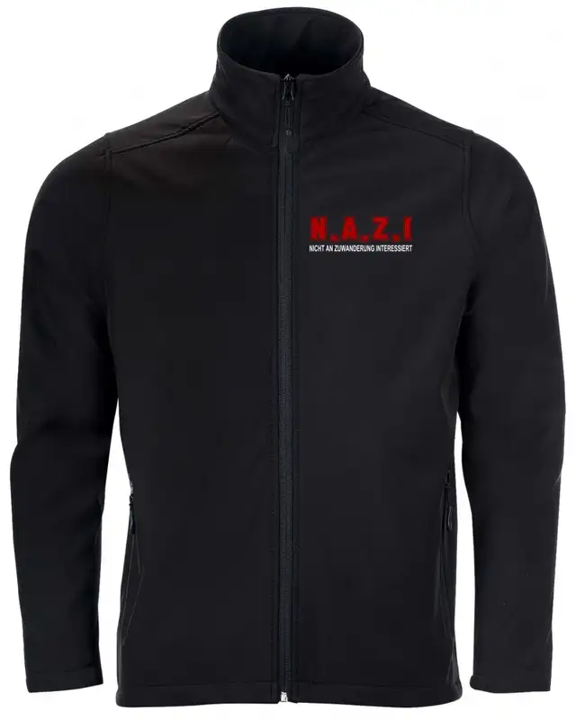 Bestickte Herren Softshell Jacke "2 Lagen" (Nicht an Zuwanderung interessiert, Fahne)