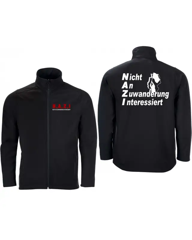 Bestickte Herren Softshell Jacke "2 Lagen" (Nicht an Zuwanderung interessiert, Fahne) Bild 3