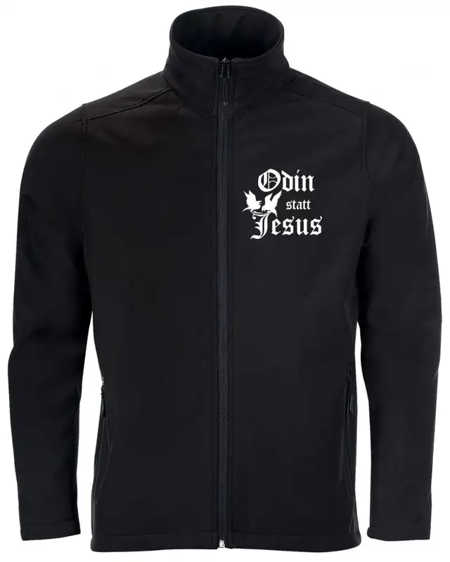 Bestickte Herren Softshell Jacke "2 Lagen" (Odin statt Jesus)