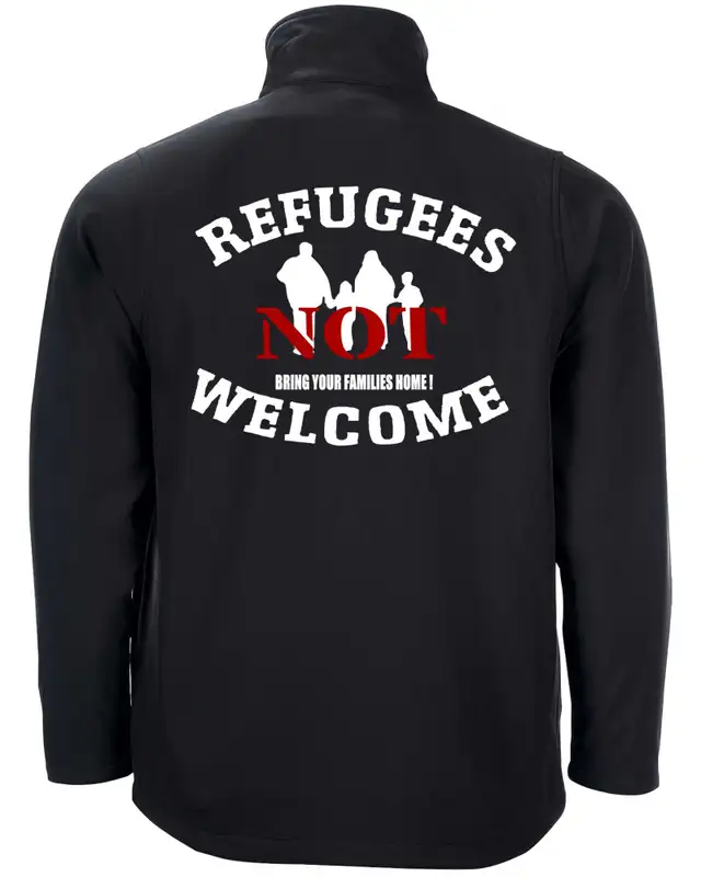 Bestickte Herren Softshell Jacke "2 Lagen" (Refugees not welcome) Bild 2