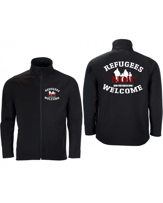 Bestickte Herren Softshell Jacke "2 Lagen" (Refugees not welcome) Bild 3