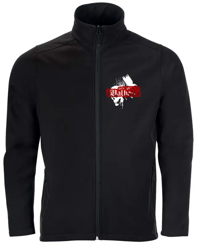 Bestickte Herren Softshell Jacke "2 Lagen" (See you in Walhalla, Totenkopf)