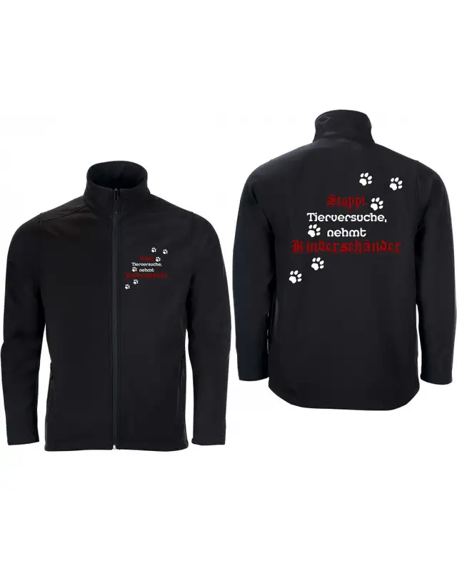 Bestickte Herren Softshell Jacke "2 Lagen" (Stoppt Tierversuche, nehmt Kinderschänder) Bild 3