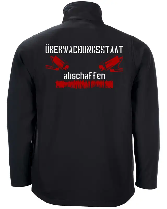 Bestickte Herren Softshell Jacke "2 Lagen" (Überwachungsstaat abschaffen) Bild 2