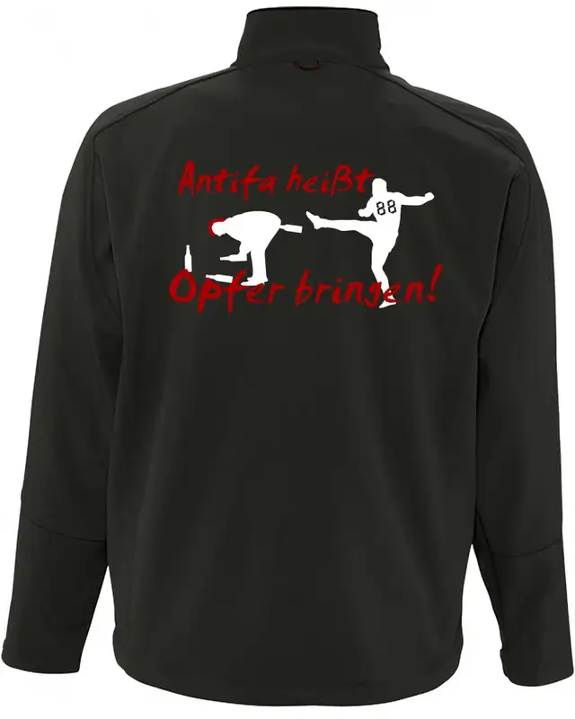 Bestickte Herren Softshell Jacke "3 Lagen" (Antifa heißt Opfer bringen) Bild 2