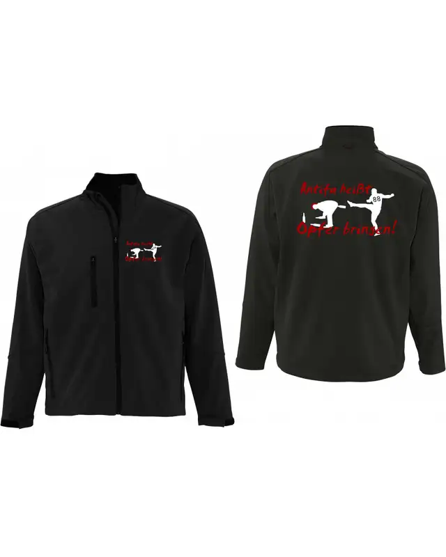 Bestickte Herren Softshell Jacke "3 Lagen" (Antifa heißt Opfer bringen) Bild 3