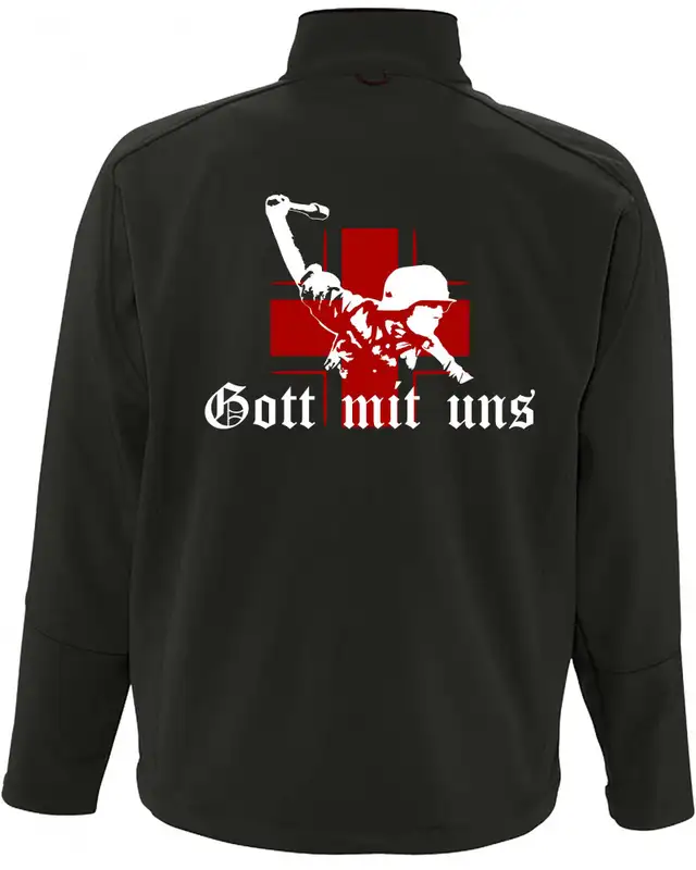 Bestickte Herren Softshell Jacke "3 Lagen" (Gott mit uns, Soldat) Bild 2