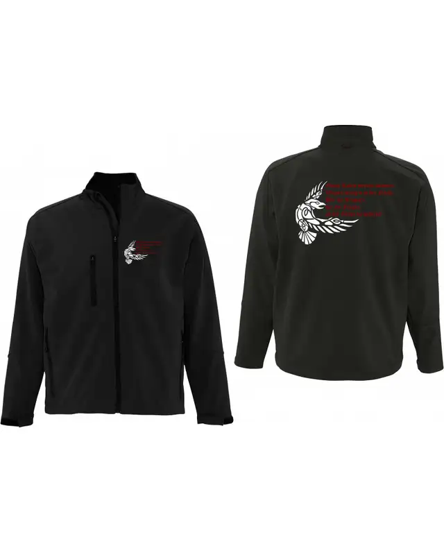 Bestickte Herren Softshell Jacke "3 Lagen" (Odins Raben werden kommen) Bild 3