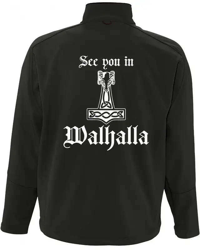 Bestickte Herren Softshell Jacke "3 Lagen" (See you in Walhalla Thorhammer) Bild 2