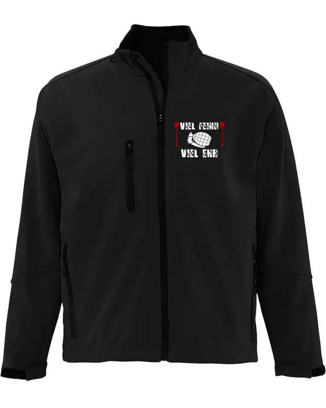 Bestickte Herren Softshell Jacke "3 Lagen" (Viel feind viel Ehr)