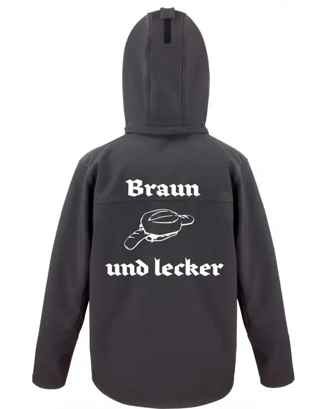 Bestickte Herren Softshell Kapuzenjacke (Braun und lecker) Bild 2