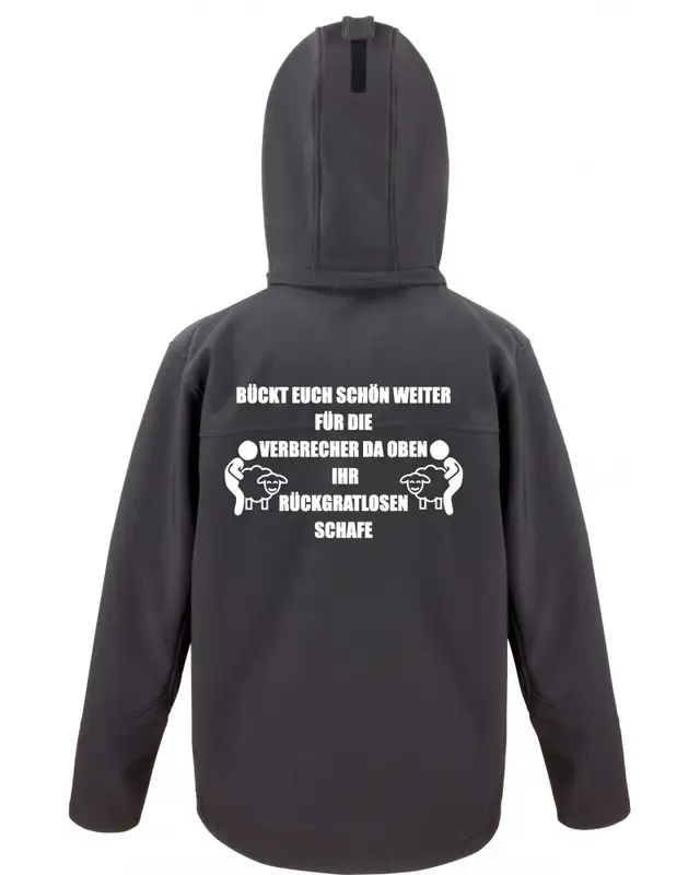 Bestickte Herren Softshell Kapuzenjacke (Bückt euch schön weiter) Bild 2