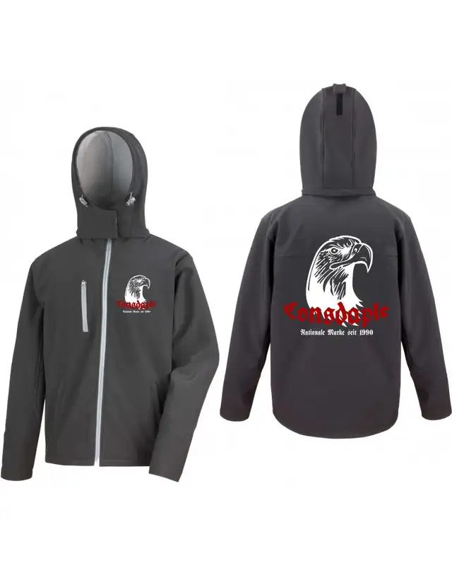 Bestickte Herren Softshell Kapuzenjacke (Consdaple, Adlerkopf 1990) Bild 3