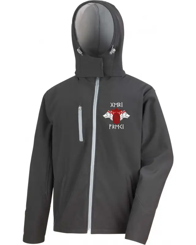 Bestickte Herren Softshell Kapuzenjacke (Geri und Freki)
