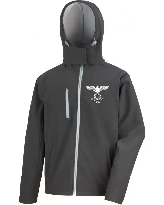 Bestickte Herren Softshell Kapuzenjacke (Gott mit uns)